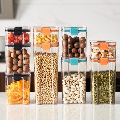 China Traditional Clear BPA Free 4-Piece Set Lids Cereal Air Tight Easy Open Seal Jar Dry Food Storage Containers For Office Organization for sale