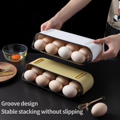 China Modern type PET egg storage box refrigerator chicken grid drawer storage boxes egg storage plastic and egg bins for sale