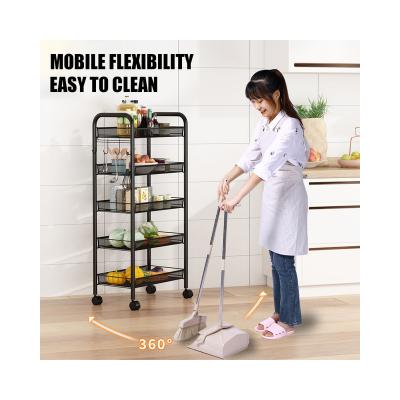 China Hot Selling Multilayer Viable Floor Trolley Rack Kitchen Organizer with Wheels Storage Trolley for Kitchen Bathroom for sale