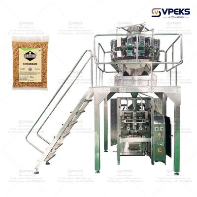 China Automatic filling machine 2 heads weigher home use bean nuts letils cookies seeds manual dosing packing machine for sale