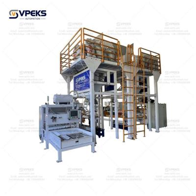 China Cement Bags Carton Valve Bag Filling System With Robotic Palletizer zu verkaufen