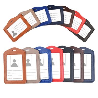 China Work Credit Wallet PU Badge ID Leather Vertical Horizontal Horizontal Card Holder with Logo Custom for sale