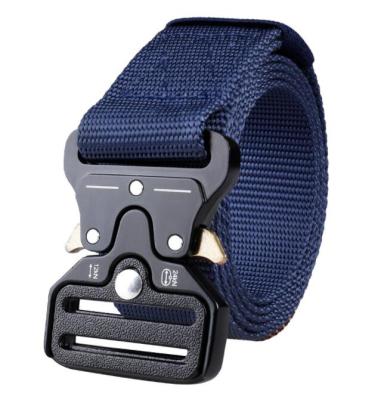 China Custom High Quality Nylon Automatic Male Tactical Belt Buckle Strap Army Belt Canvas Military Cloth Regular Waist Belt for sale