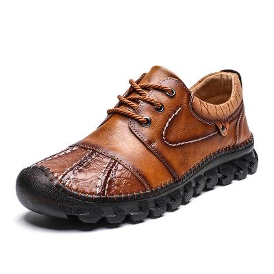 China Lightweight Mens Lace Up And Flag Yarn Stain Genuine Leather Stock Shoes for sale