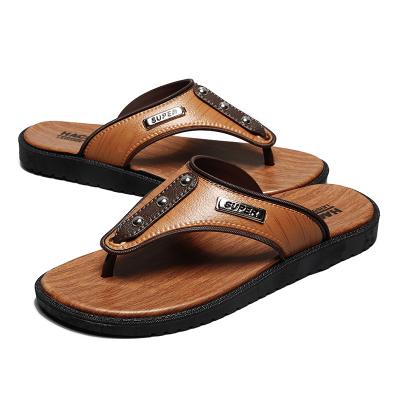 China 2021 Fashion Hot Summer Fashion Trend Products Men Flip Flops PU Outdoor Casual Slippers for sale