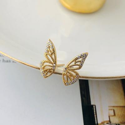 China FASHIONABLE Thin Stud Earring Zircon Jewelry JoyEver Shape Butterfly Half Earring for sale