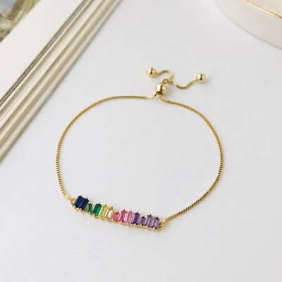 China JoyEver Bar Women Bangles 925 Sterling Silver Multi Colorful Rainbow Zircon Tasty Bangle Lead Free Nickel Free CZ for sale