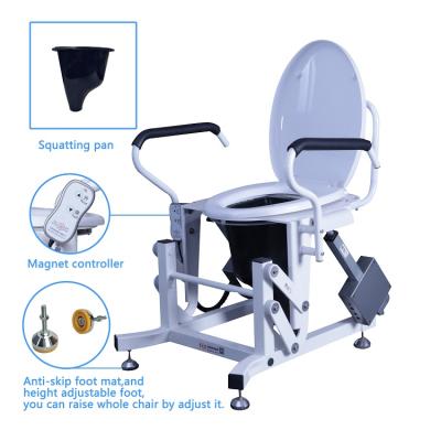 China 2021 Hot Selling Public Toilet Electric Lift Chair with Commode Seat Mobility Toilet Chair for Disabled Hemiplegia for sale