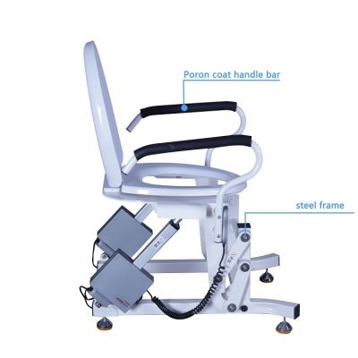 China 2021 Public Restroom Single Electric Transfer Lift Chair with Commode Seat Toilet Lift Shower Chair for Disabled Elderly for sale