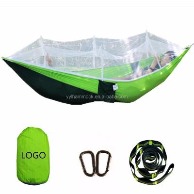 China Double Hammock Convenient Parachute Camping Travel Hammock Mosquito Net Hammock with Carabiners and Tree Ropes for sale