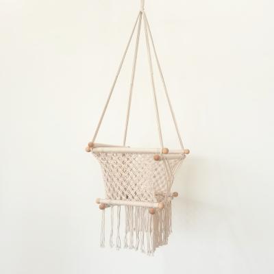 China Modern Hanging Chair Baby Canvas Swing Wooden Chair Hanging Seat for sale