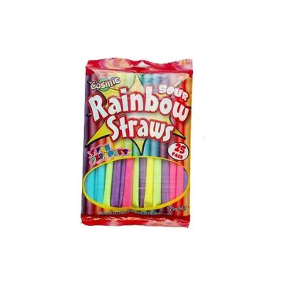 China 5g Glucose Fruit Powder Rainbow Sour Straw CC Sticks Candy for sale