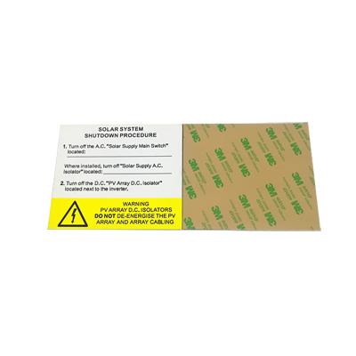 China Waterproof Solar Customer Kits Double Design Color Self Adhesive Caution Label PV Label for sale