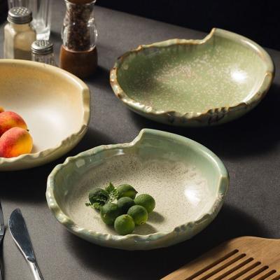 China Wholesale Unique Viable Creative Irregular Bowl Fruit Salad Bowl Home Restaurant Ceramic Salad Bowl Home Restaurant for sale