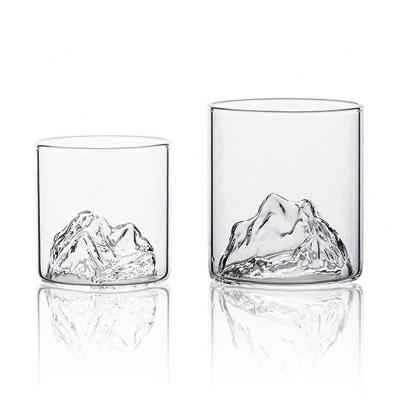 China Japan Style Hot Selling Round Mountain Shape Fuji Style Bottom Borosilicate Shot Wine Whiskey Glass Cups Tumbler For Party Bar Even for sale