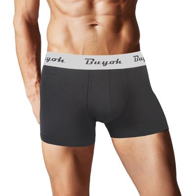 China Plain Men's Boxers Shorts Solid Color Organic Cotton Men's Panties Breathable Underwear for sale