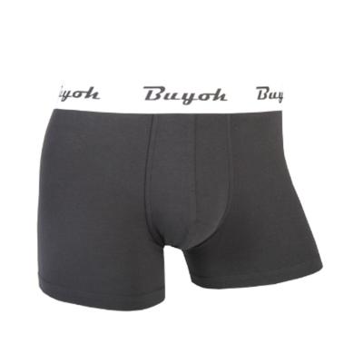 China Solid Color Breathable Organic Fabric Sexy Men Underwear Boxer Briefs Black Cotton for sale