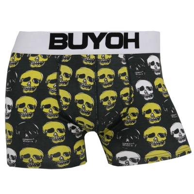 China Buyoh Organic Peony And Skull Pattern Cotton Underwear Elastane Mens Breathable Boxer Shorts Custom for sale