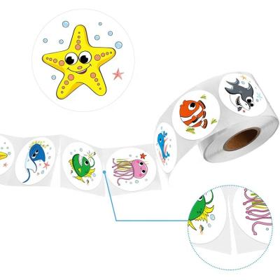 China Custom Adorable Round Sea Animal Scratch-Scratches Cartoon Stickers For Kids for sale