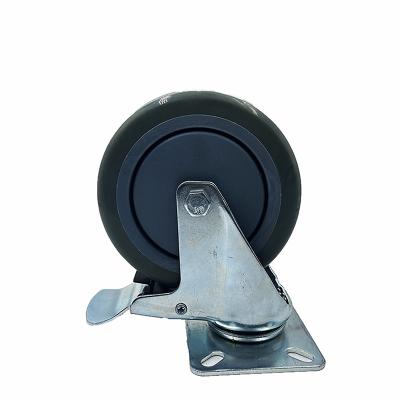 China Wear Resistant 5 Inch Industrial Top Plate 125 Mm PU Polyurethane Swivel Caster Heavy Loading Wear Resistant Wheels for sale