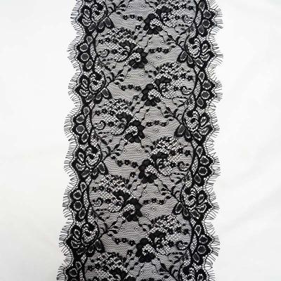 China Other 20cm Border Lace Trimming Elastic Ruffles French Chantilly Lace Trim for sale