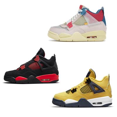 China 2022 Men's Women's AJ 1 Casual Yellow Red Blue Lightning Oreo Thunder 4s Retro High OG College Basketball Shoes 4 for sale