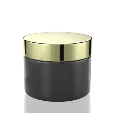 China Cosmetic suppliers 0.5oz 1oz 2oz 4oz 8oz black plastic petg jar with gold lids face cream cosmetics packaging for sale