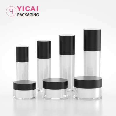 China Empty Acrylic Cosmetic Luxury Square Skincare Jar And Pump Bottle Packaging Set for sale