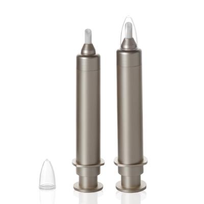 China 10ML PETG Cosmetic Eye Cream Airless Cosmetic Syringe Packaging Airless Pump Bottle With Soft Top for sale