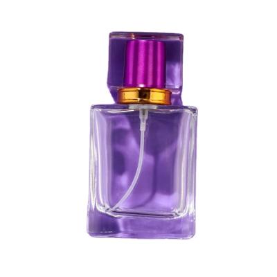 China Hot Sale 10ml 15ml 20ml Cosmetic Hot Sale Rectangle Fashion Spray Clear Purple Perfume Bottle for sale