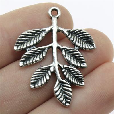 China 100pcs/bag Vintage Antique 34x28mm Silver Plated Zinc Alloy Branches Leaves Charms Pendants ABD-C11999 for sale