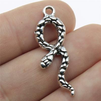 China Vintage 100pcs/bag 34x11mm Antique Silver Plated Zinc Alloy Snake Charms Pendants ABD-C12436 for sale