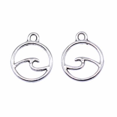 China Vintage 400pcs/bag 12x12mm Antique Silver Plated Zinc Alloy Waves Charms Pendants ABD-C14121 for sale