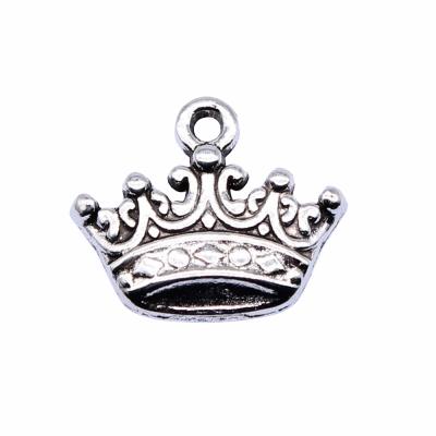 China Vintage 100pcs/bag 17x15mm Antique Silver Plated Zinc Alloy Crown Charms Pendants ABD-C14561 for sale