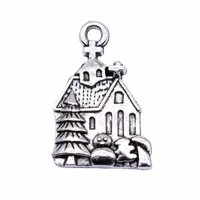 China Vintage 100pcs/bag 21x14mm Antique Silver Plated Zinc Alloy House Charms Pendants ABD-C14533 for sale