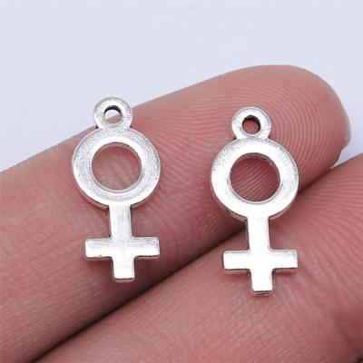 China Vintage 400pcs/bag 18x8mm Antique Silver Plated Zinc Alloy Female Symbol Charms Pendants ABD-C14534 for sale