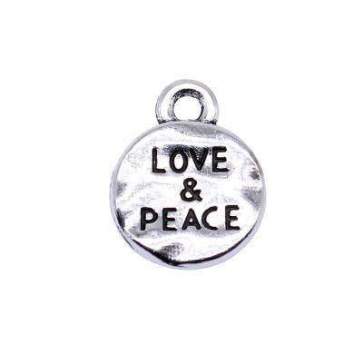 China 200pcs/bag 10x10mm Vintage Antique Love and Peace Charms Silver Plated Zinc Alloy Pendants ABD-C14355 for sale