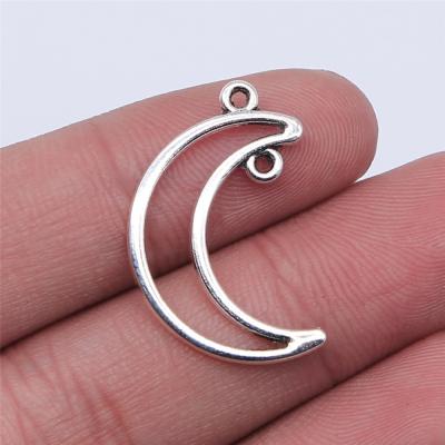 China Vintage 200pcs/bag 26x17mm Silver Plated Antique Moon Zinc Alloy Connector Charms Pendants ABD-C14300 for sale