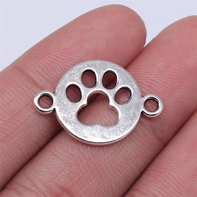 China Antique Vintage 100pcs/bag 24x16mm Antique Paw Connector Charms Pendants Silver Plated Zinc Alloy ABD-C12621 for sale