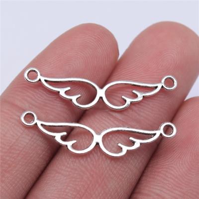 China 200pcs/bag 28x5mm Antique Angel Wings Connector Charms Vintage Silver Plated Zinc Alloy ABD-C11957 for sale