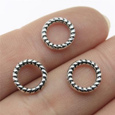 China Vintage 200pcs/bag 10x10mm Antique Silver Plated Zinc Alloy Circle Charms Pendants ABD-C12995 for sale