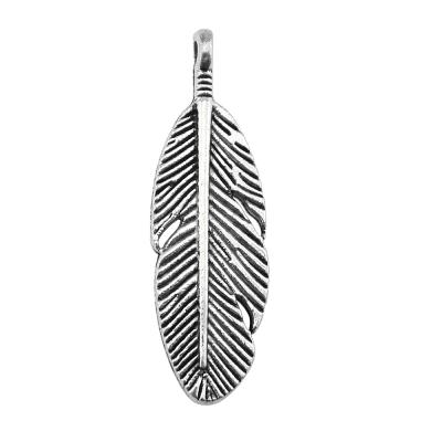 China Vintage 100pcs/bag 30x9mm Antique Silver Plated Zinc Alloy Feather Charms Pendants ABD-C12584 for sale