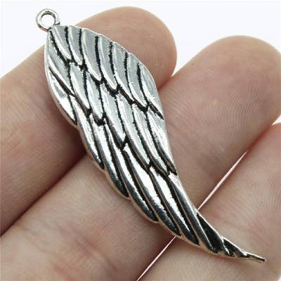 China 50pcs/bag 52x15mm Antique Angel Wing Charms Vintage Silver Plated ABD-C12094 Zinc Alloy Pendants for sale