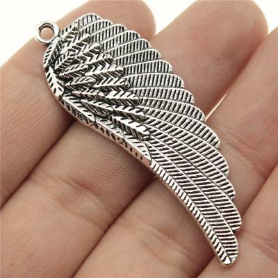 China 50pcs/bag 55x19mm Antique Angel Wing Charms Vintage Silver Plated Zinc Alloy ABD-C12734 for sale