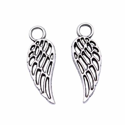 China Vintage 400pcs/bag 18x7mm Antique Silver Plated Zinc Alloy Hollow Wings Charms Pendants ABD-C14493 for sale