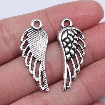 China 50pcs/bag 34x14mm Antique Angel Wing Charms Vintage Silver Plated Zinc Alloy ABD-C12472 for sale