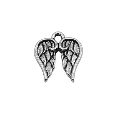 China Vintage 100pcs/bag 15x17mm Antique Silver Plated Zinc Alloy Pair Of Angel Wings Charms Pendants ABD-C13660 for sale