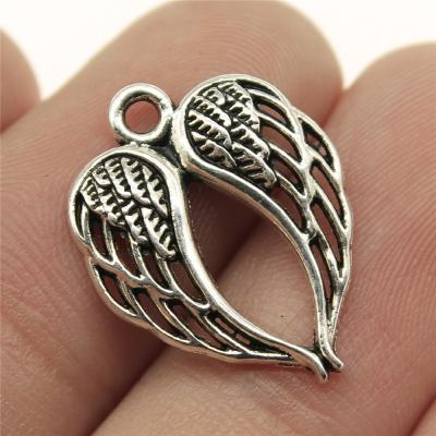 China 100pcs/bag 21x16mm Vintage Antique Silver Plated Zinc Alloy Double Hollow Angel Wings Charms Pendants ABD-C12808 for sale