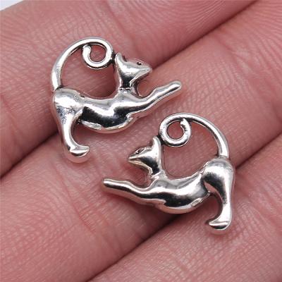 China 100pcs/bag 17x13mm Antique Silver Plated Zinc Alloy ABD-C12256 Vintage Cat Charms Pendants for sale