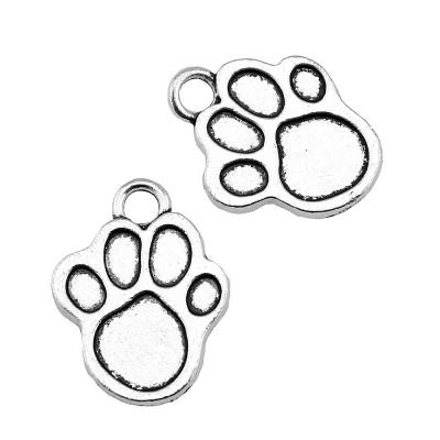 China Antique Vintage 100pcs/bag 22x17mm Antique Silver Plated Zinc Alloy ABD-C11827 Paw Charms Pendants for sale